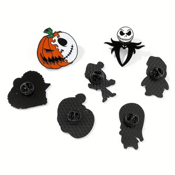 7 Disney Nightmare Before Christmas Brooch Set - Jack Skellington & Sally Pins - - Picture 2 of 5